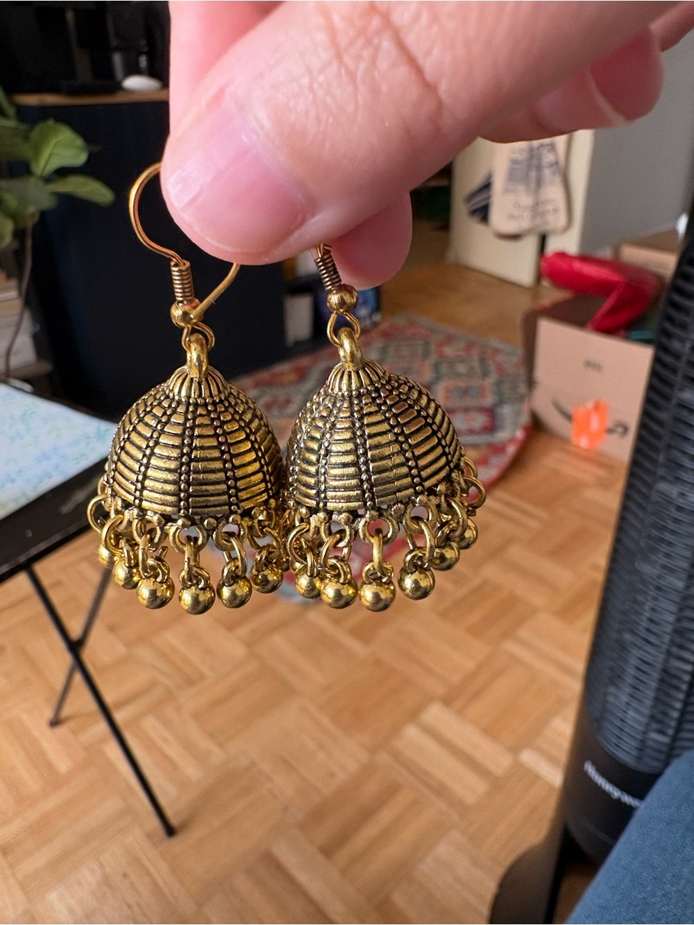 Vintage Oxidized Gold Jhumka Earrings